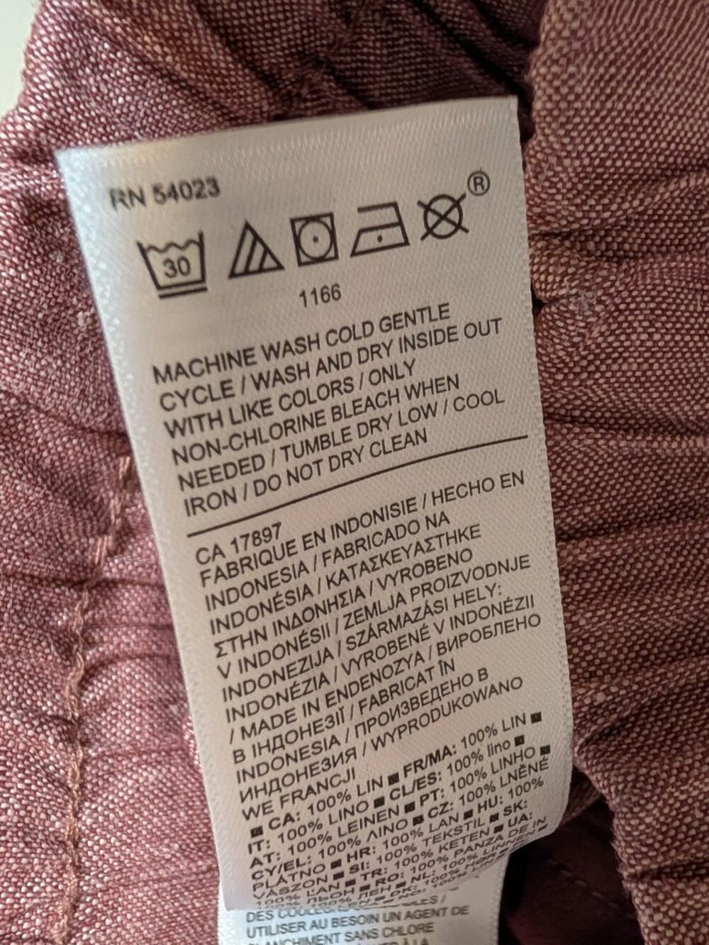 Athleta Cabo 00% Linen Pull on Wide Leg Pants Sz 8 Mauve Pink - Picture 4 of 6